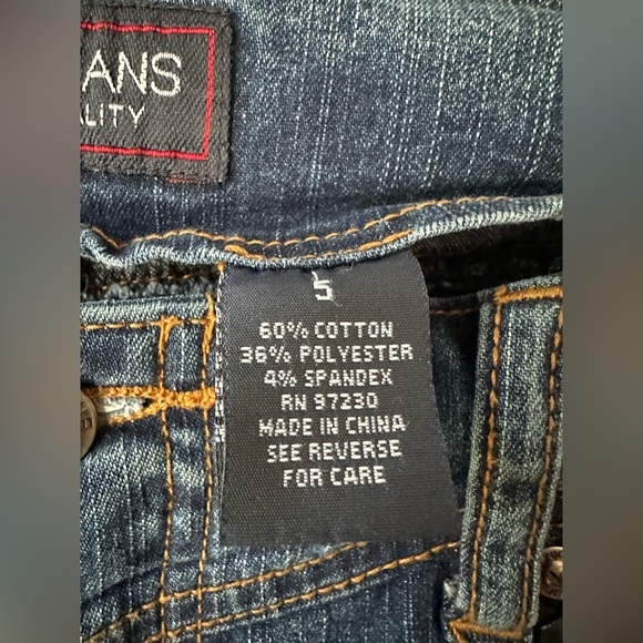 Younique Original Women’s Flare Jeans Low Rise Faux Leather Trim Sz 5 Y2k - Picture 10 of 10